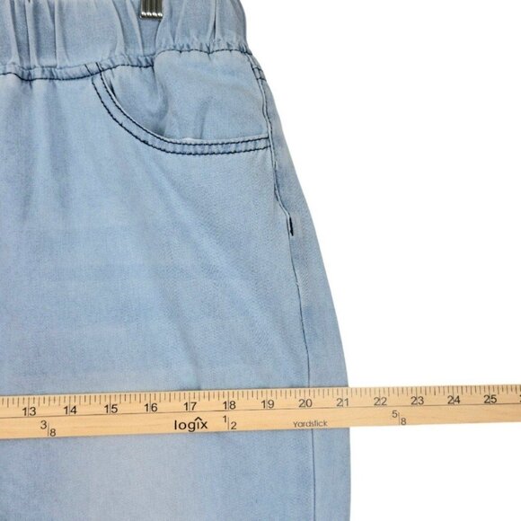 Womens XL comfy elastic tie waist wide leg relaxed light wash distressed jeans - Picture 9 of 11